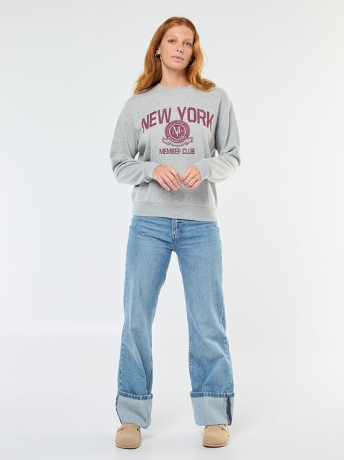 Sweat de gola redonda com estampado - Kiabi