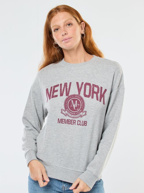 Sweat de gola redonda com estampado - Kiabi