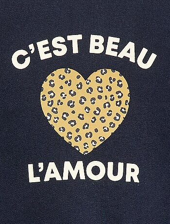 Sweat de gola redonda com estampado em moletom cardado