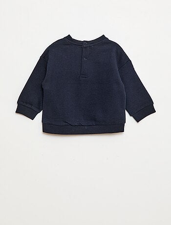 Sweat de gola redonda com estampado em moletom cardado