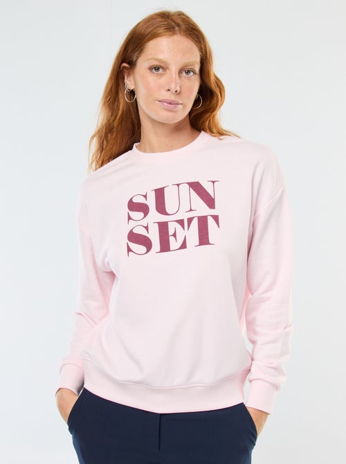 Sweat de gola redonda com estampado - Kiabi