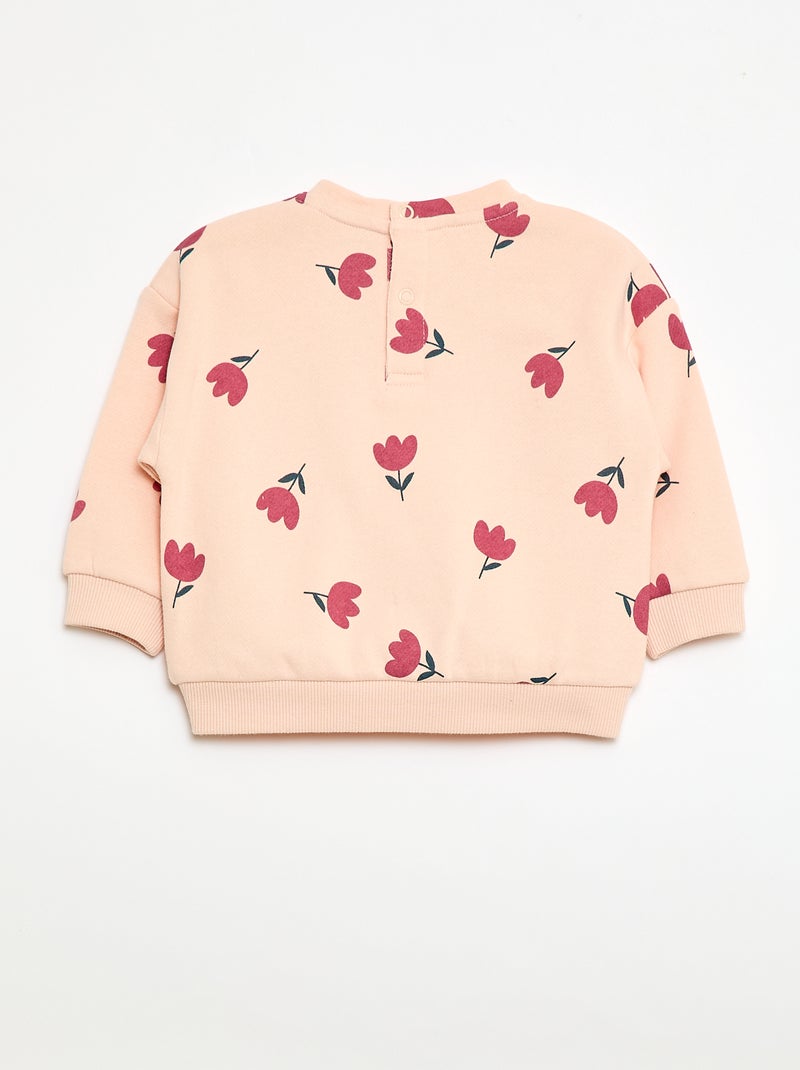 Sweat de gola redonda com estampado Rosa - Kiabi