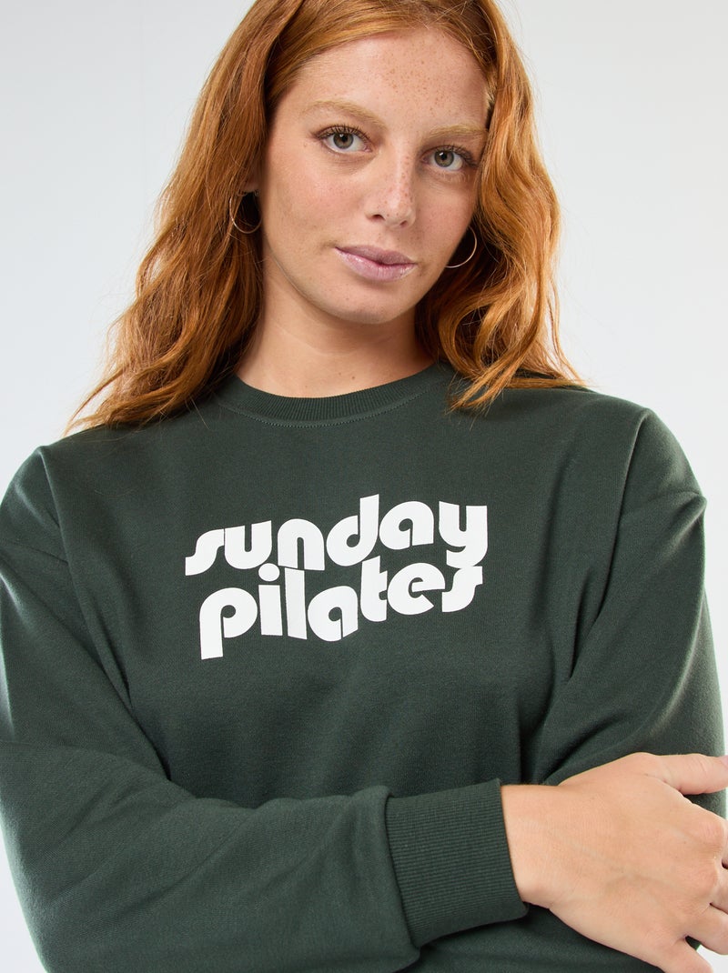 Sweat de gola redonda com estampado Verde - Kiabi