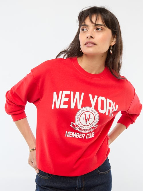 Sweat de gola redonda com estampado - Kiabi