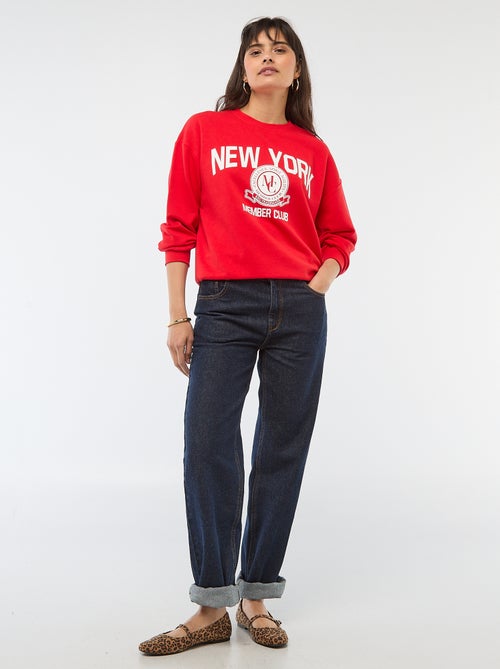 Sweat de gola redonda com estampado - Kiabi