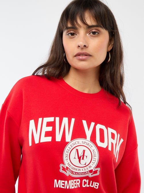 Sweat de gola redonda com estampado - Kiabi