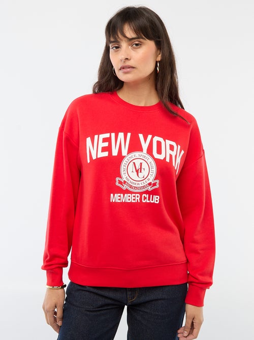 Sweat de gola redonda com estampado - Kiabi