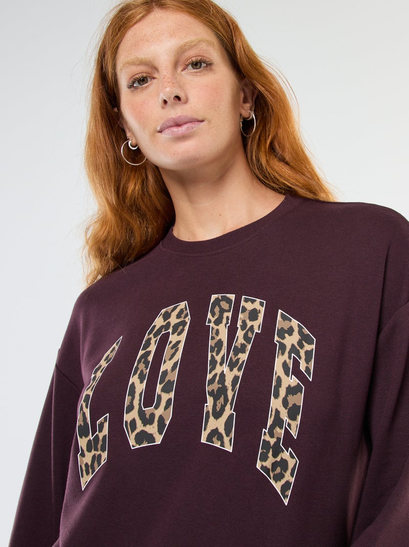 Sweat de gola redonda com estampado Vermelho - Kiabi