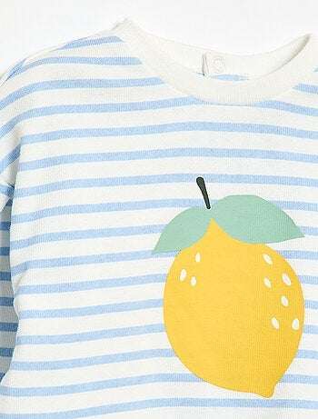 Sweat de gola redonda em moletom leve com padrão