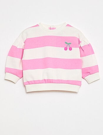 Sweat de gola redonda em moletom leve com padrão