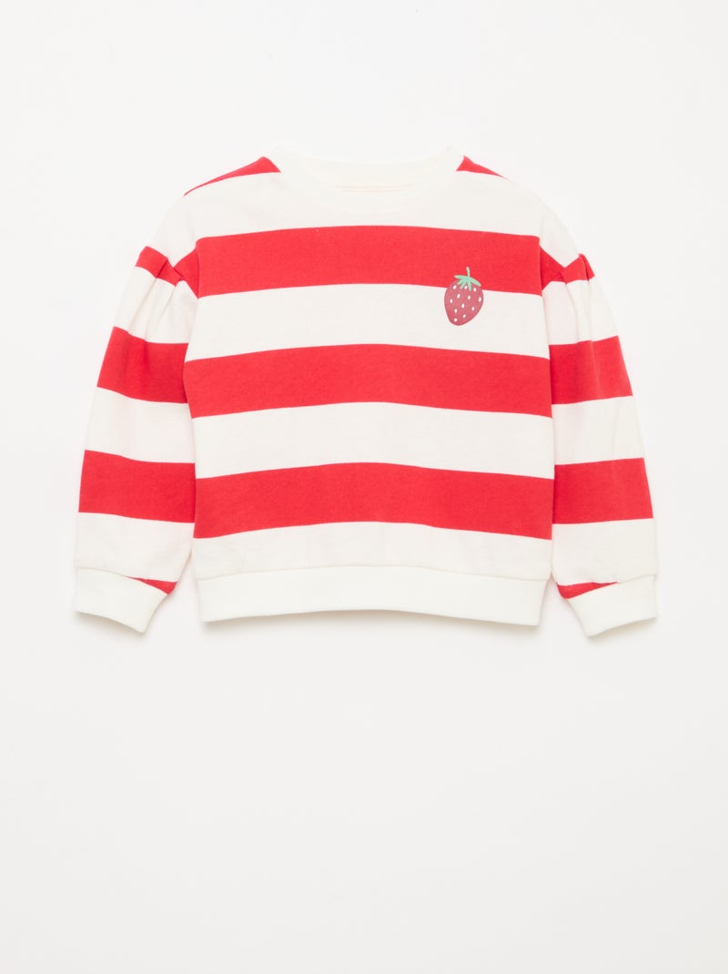 Sweat de gola redonda em moletom leve com padrão Vermelho - Kiabi