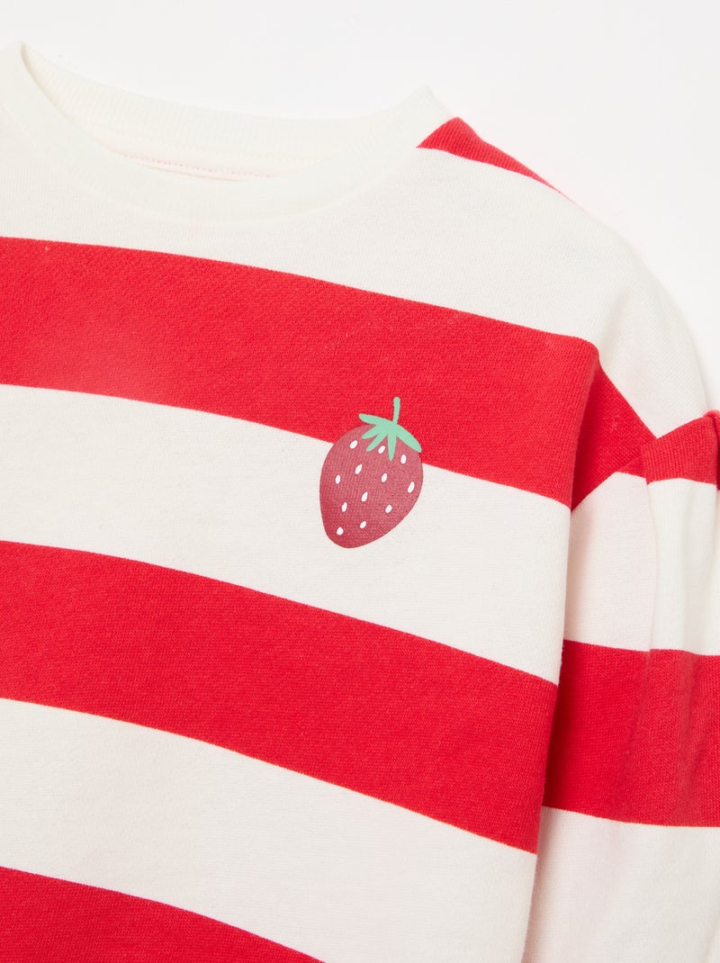 Sweat de gola redonda em moletom leve com padrão Vermelho - Kiabi