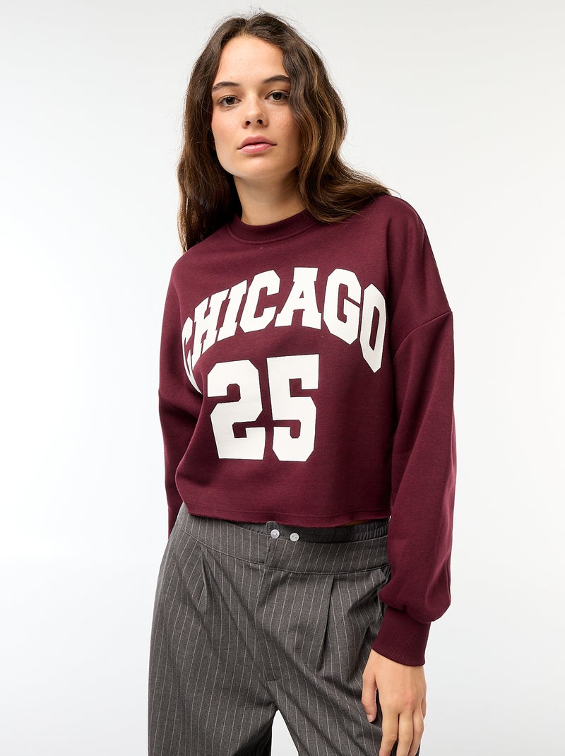 Sweat de gola redonda em moletom Vermelho - Kiabi