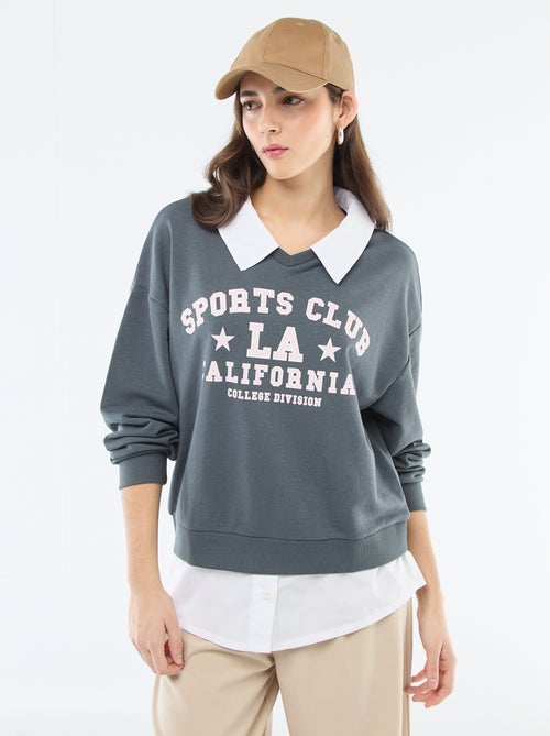 Sweat de gola redonda estilo 'campus' - Kiabi