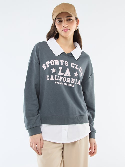 Sweat de gola redonda estilo 'campus' - Kiabi