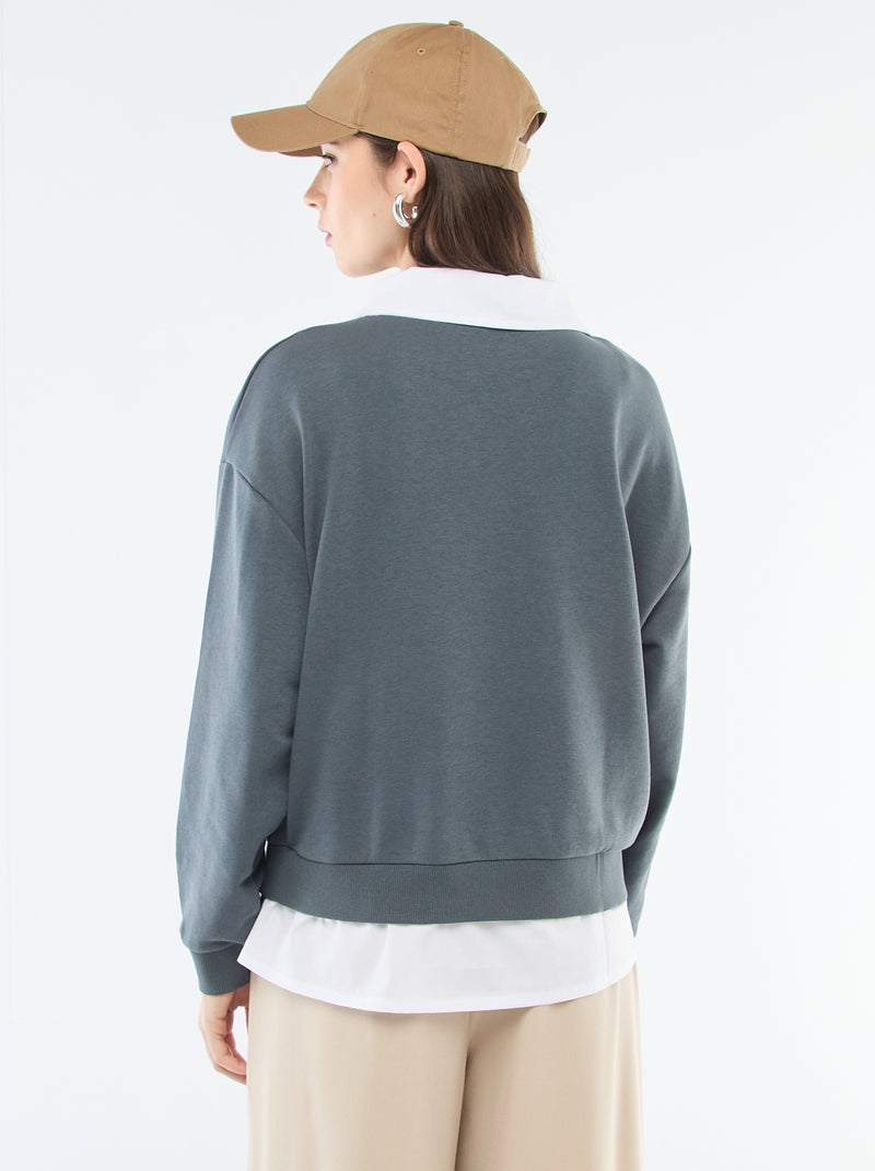 Sweat de gola redonda estilo 'campus' Cinza - Kiabi