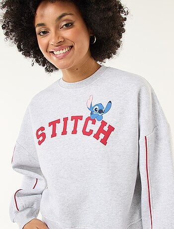 Sweat de gola redonda 'Stitch' em moletom felpudo