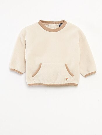 Sweat de lã polar com bolso canguru