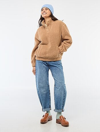 Sweat em malha bouclé com estampado