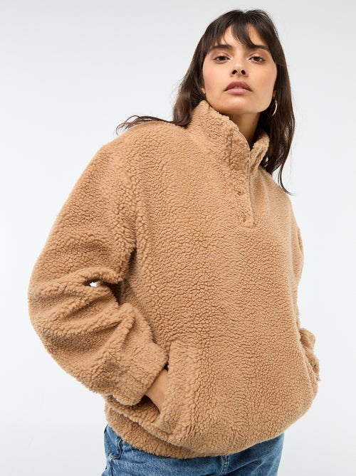 Sweat de malha bouclé com estampado - Kiabi