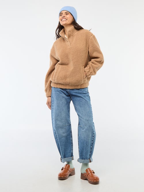 Sweat de malha bouclé com estampado - Kiabi