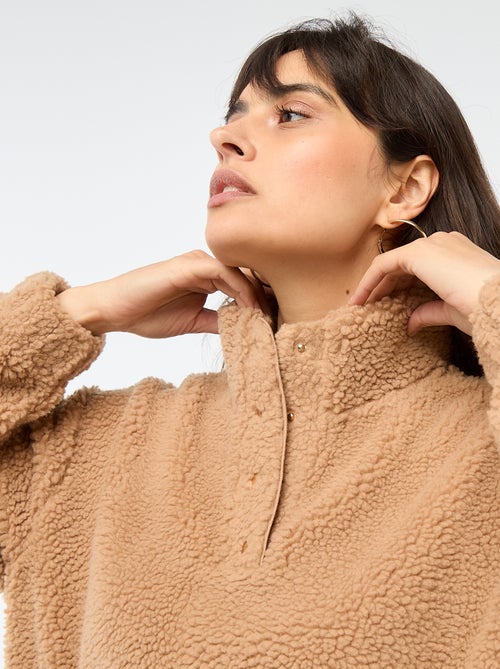 Sweat de malha bouclé com estampado - Kiabi