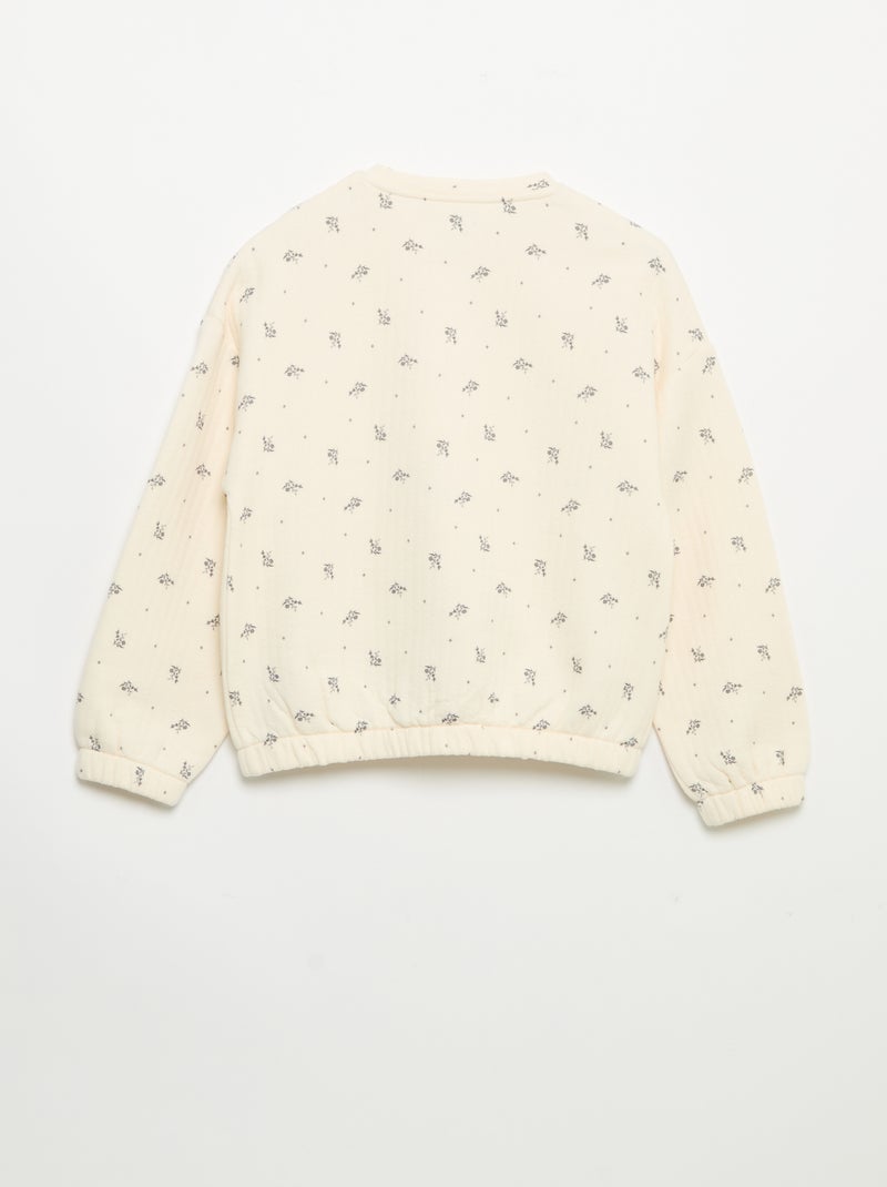 Sweat de manga comprida com abertura de molas de pressão Branco - Kiabi