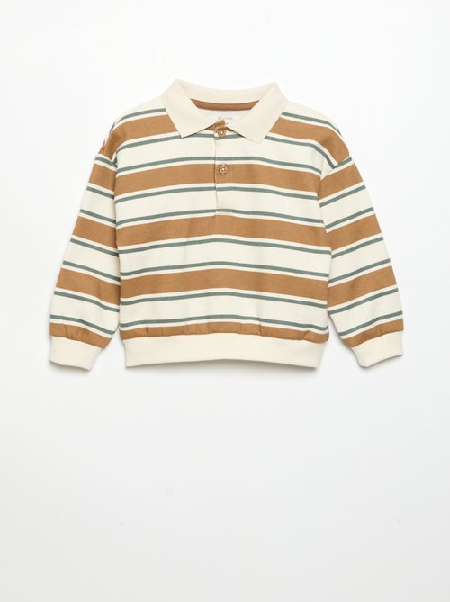 Sweat de manga comprida com gola polo - Kiabi