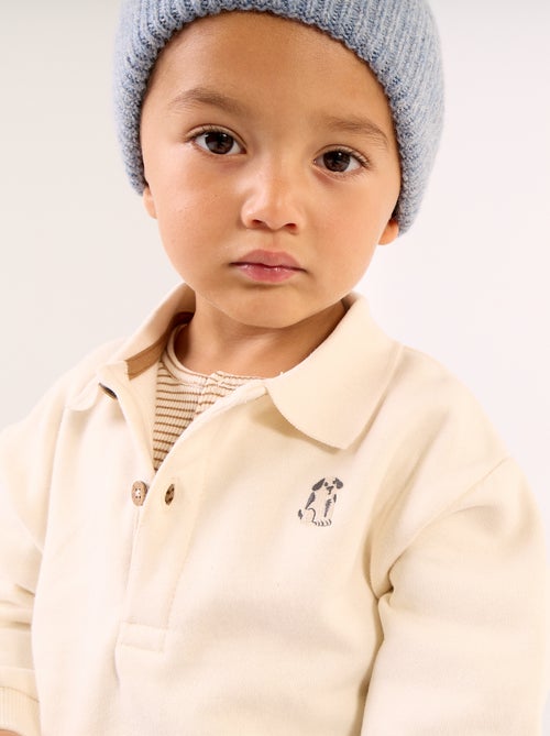 Sweat de manga comprida com gola polo - Kiabi