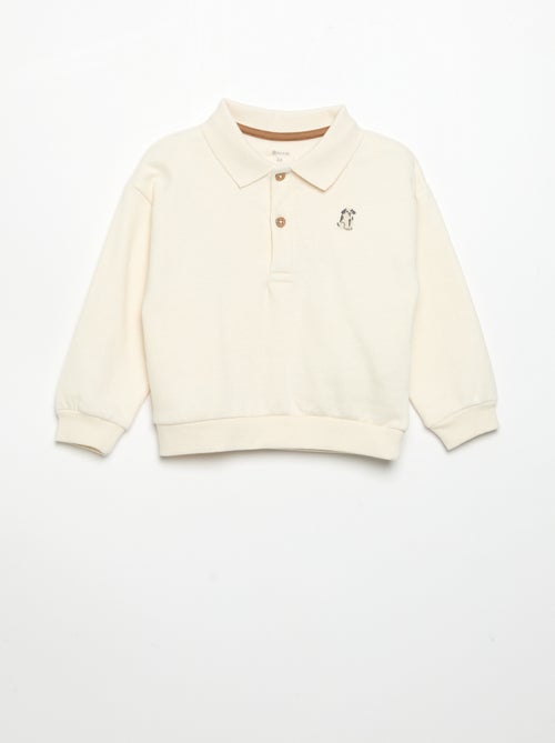 Sweat de manga comprida com gola polo - Kiabi