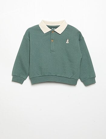 Sweat de manga comprida com gola polo