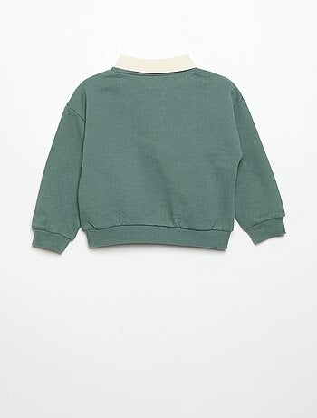 Sweat de manga comprida com gola polo