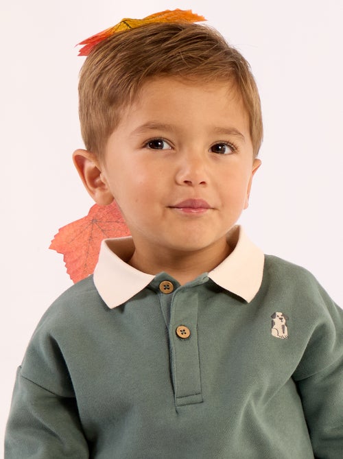 Sweat de manga comprida com gola polo - Kiabi