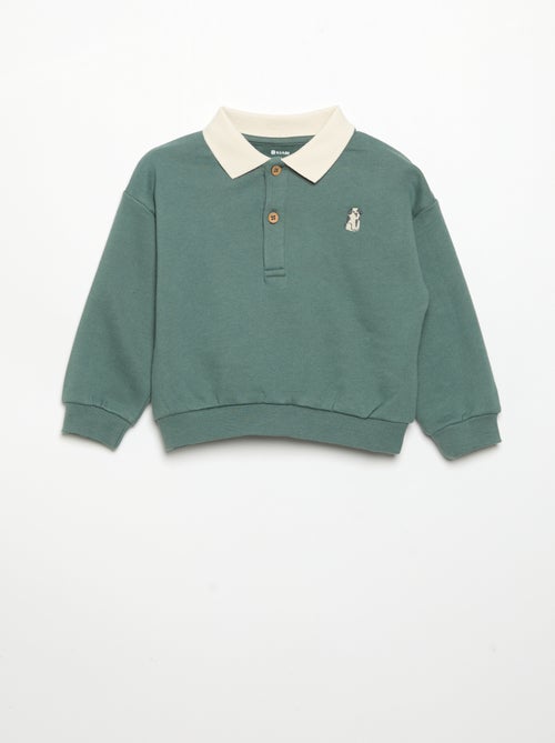 Sweat de manga comprida com gola polo - Kiabi