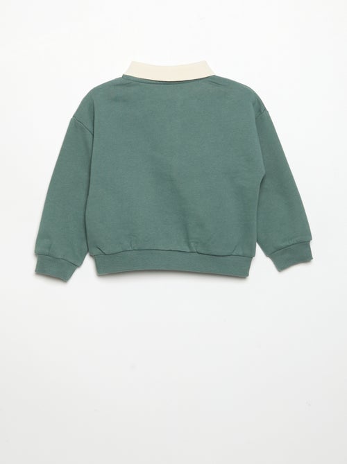 Sweat de manga comprida com gola polo - Kiabi