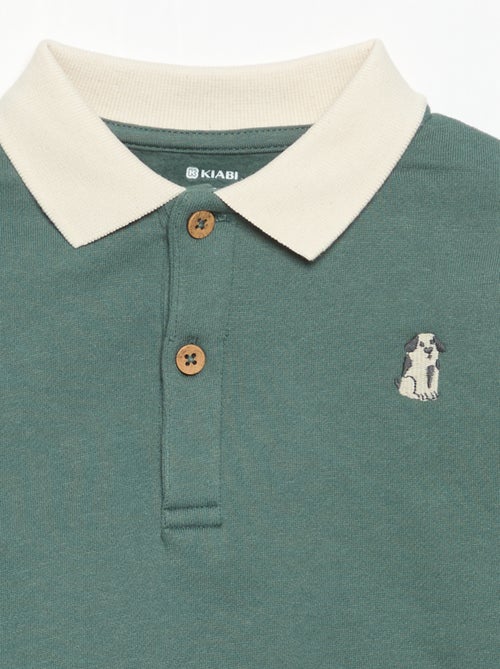Sweat de manga comprida com gola polo - Kiabi