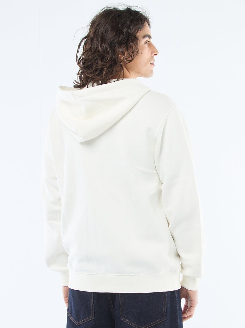 Sweat de moletom com zíper e capuz Branco - Kiabi