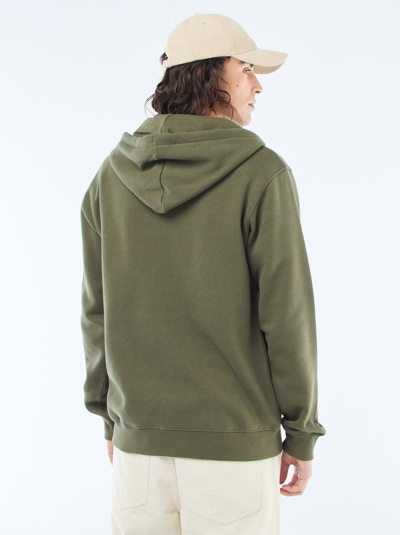 Sweat de moletom com zíper e capuz Caqui - Kiabi