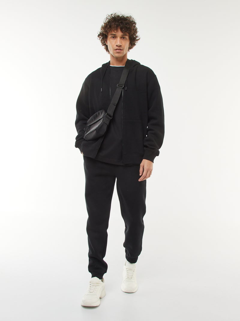 Sweat de moletom com zíper e capuz Preto - Kiabi