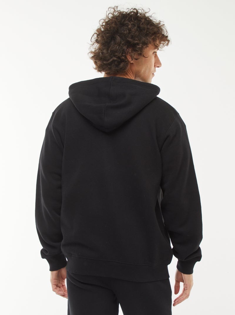 Sweat de moletom com zíper e capuz Preto - Kiabi