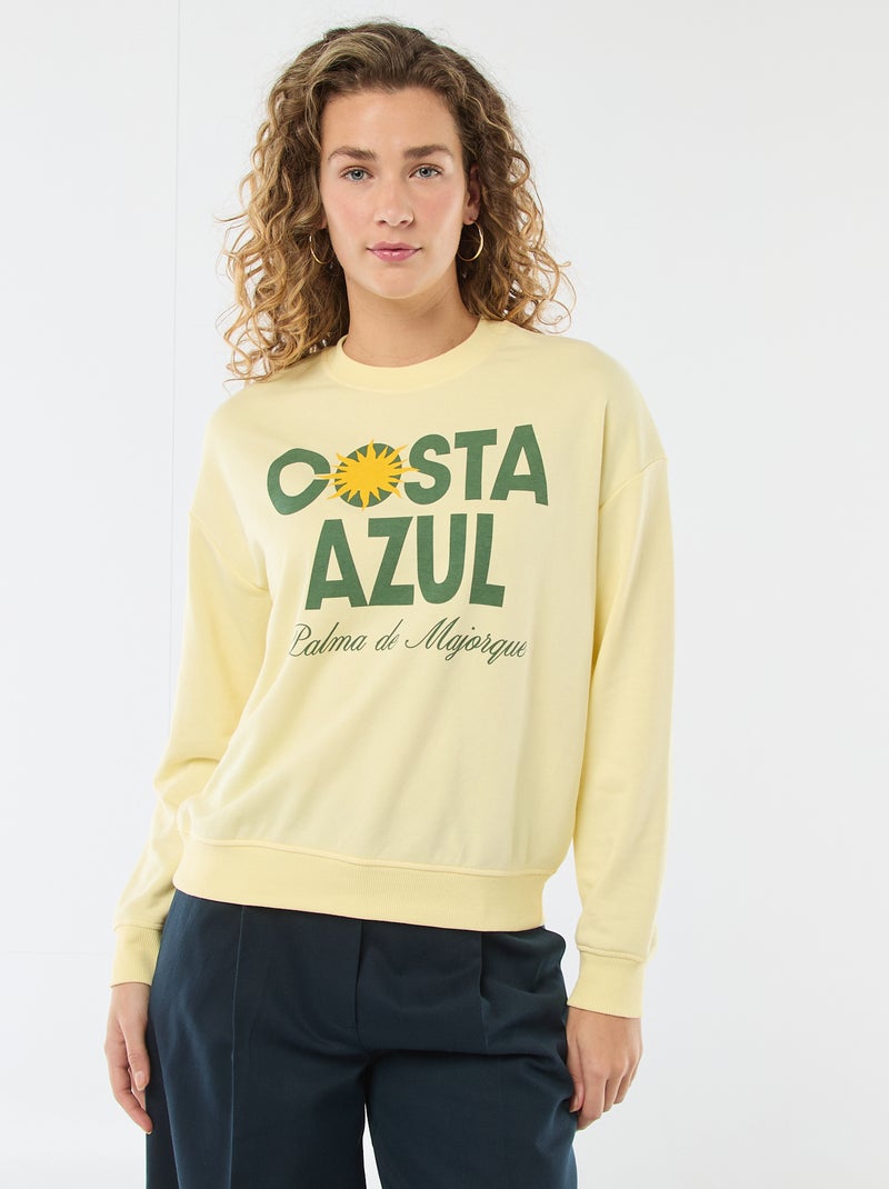 Sweat de moletom leve com estampado Amarelo - Kiabi