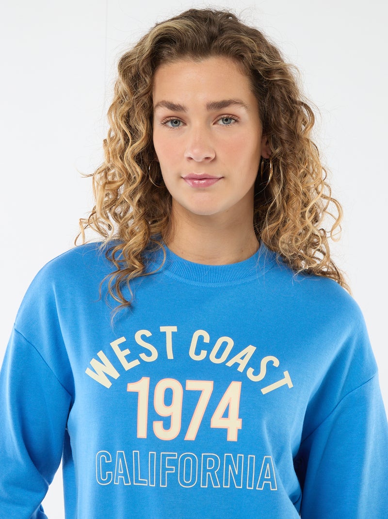 Sweat de moletom leve com estampado Azul - Kiabi