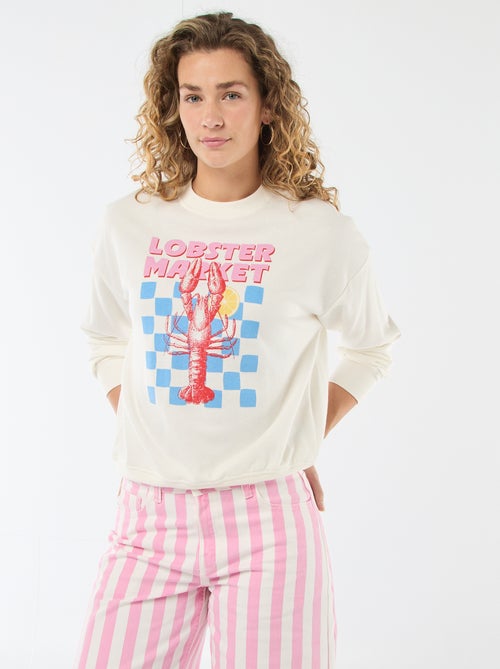 Sweat de moletom leve com estampado - Kiabi