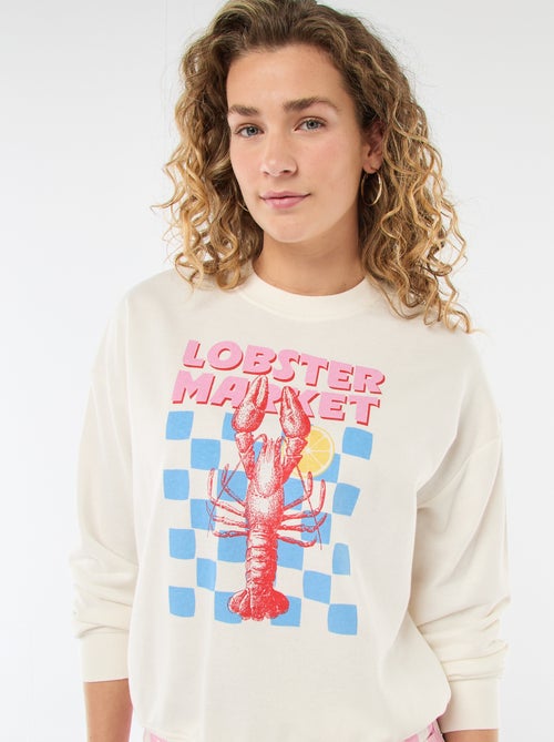 Sweat de moletom leve com estampado - Kiabi