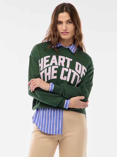 Sweat de moletom leve com estampado - Kiabi