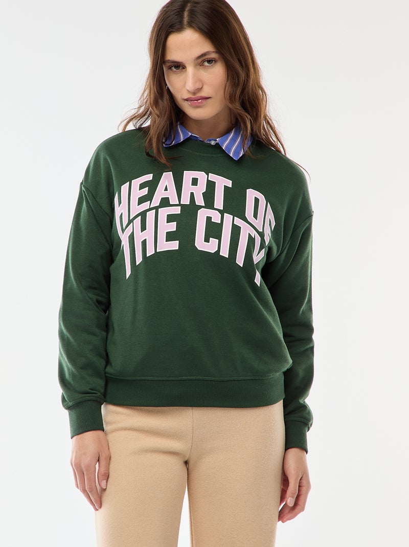 Sweat de moletom leve com estampado Verde - Kiabi