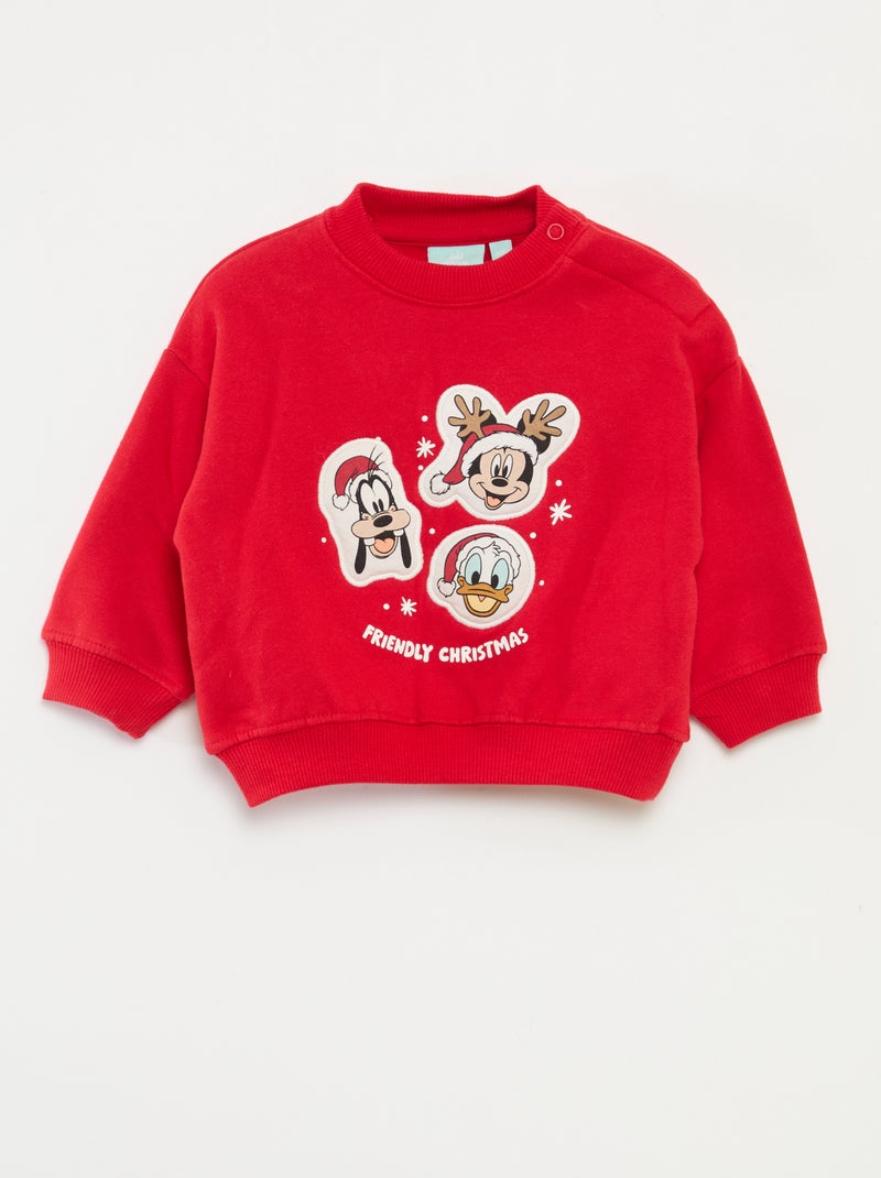 Sweat de Natal estampado 'Disney' 'Mickey' em algodão Vermelho - Main Image