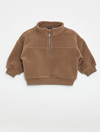 Sweat de polar com gola com zíper