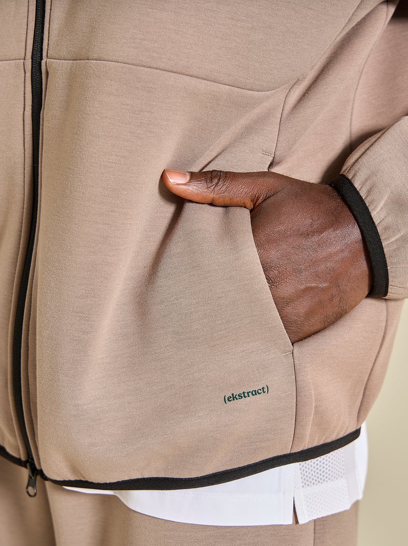 Sweat desportivo com fecho (ekstract) Bege - Kiabi