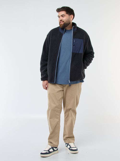 Sweat efeito borreguito com fecho bicolore - Kiabi